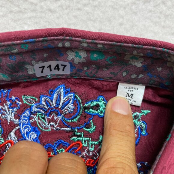 Robert Graham Shirt Mens M Red Long Sleeve Paisley Button Up - Picture 6 of 11